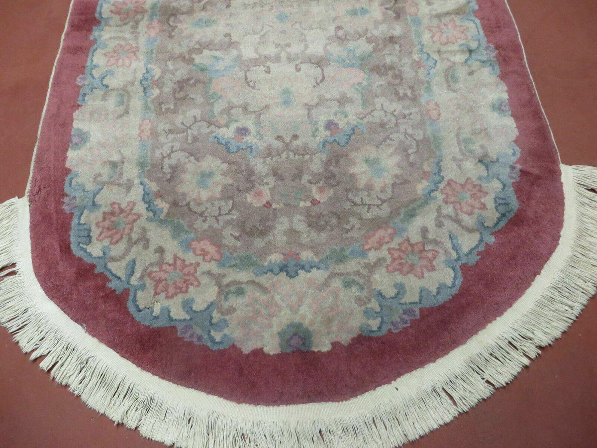 Oval Chinese Art Deco Rug 3x5 Vintage Wool Carpet - Jewel Rugs, view 6