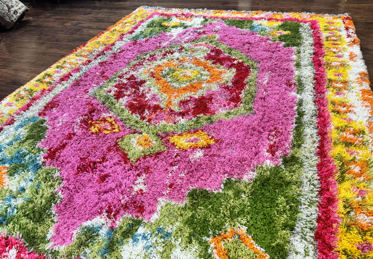 Colorful Shag Rug 8x10, Fuchsia and Multicolor - Jewel Rugs, view 3