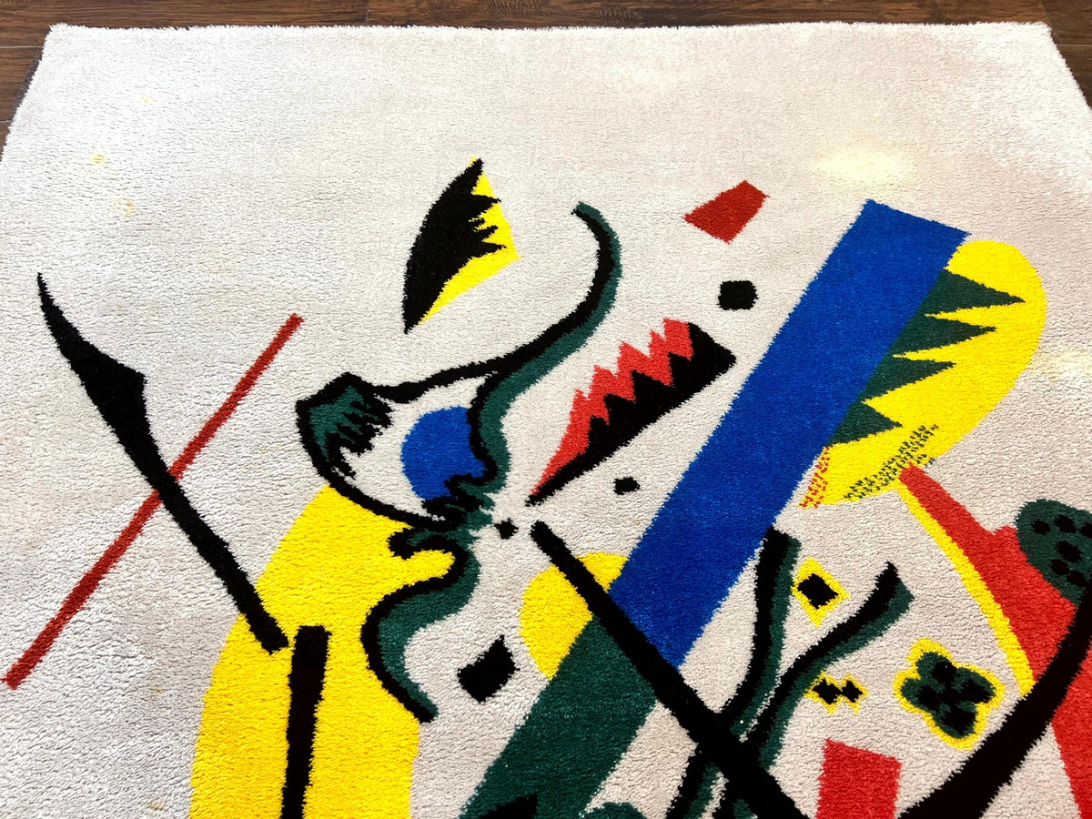 Danish Rya Shag Rug 6x9, EGE Axminster Carpet, Ivory, Modern Abstract Rug, Signed by Designer - Jewel Rugs, view 4