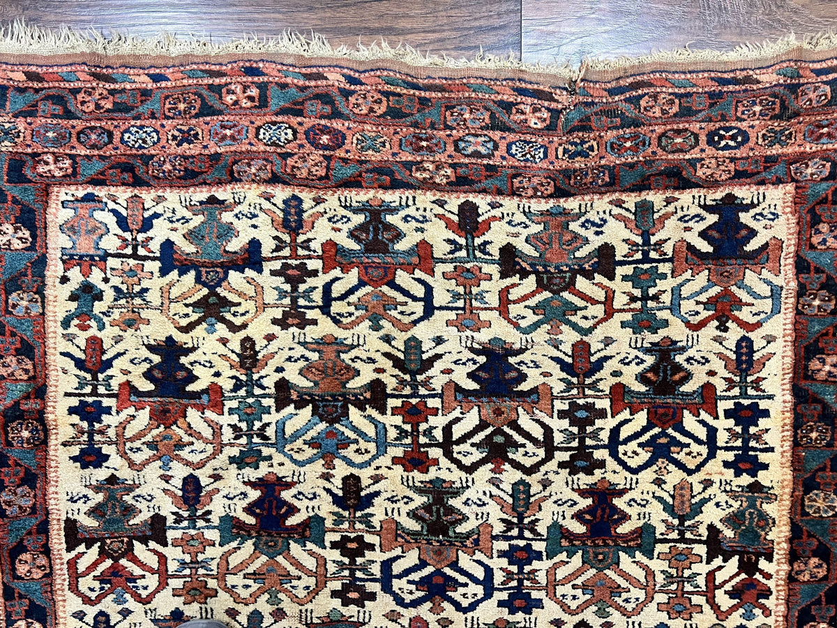 Persian Afshar Rug 5x6, Allover Repeated Motif, Wool Tribal Carpet, Handmade Semi Antique Rug - Jewel Rugs, view 3
