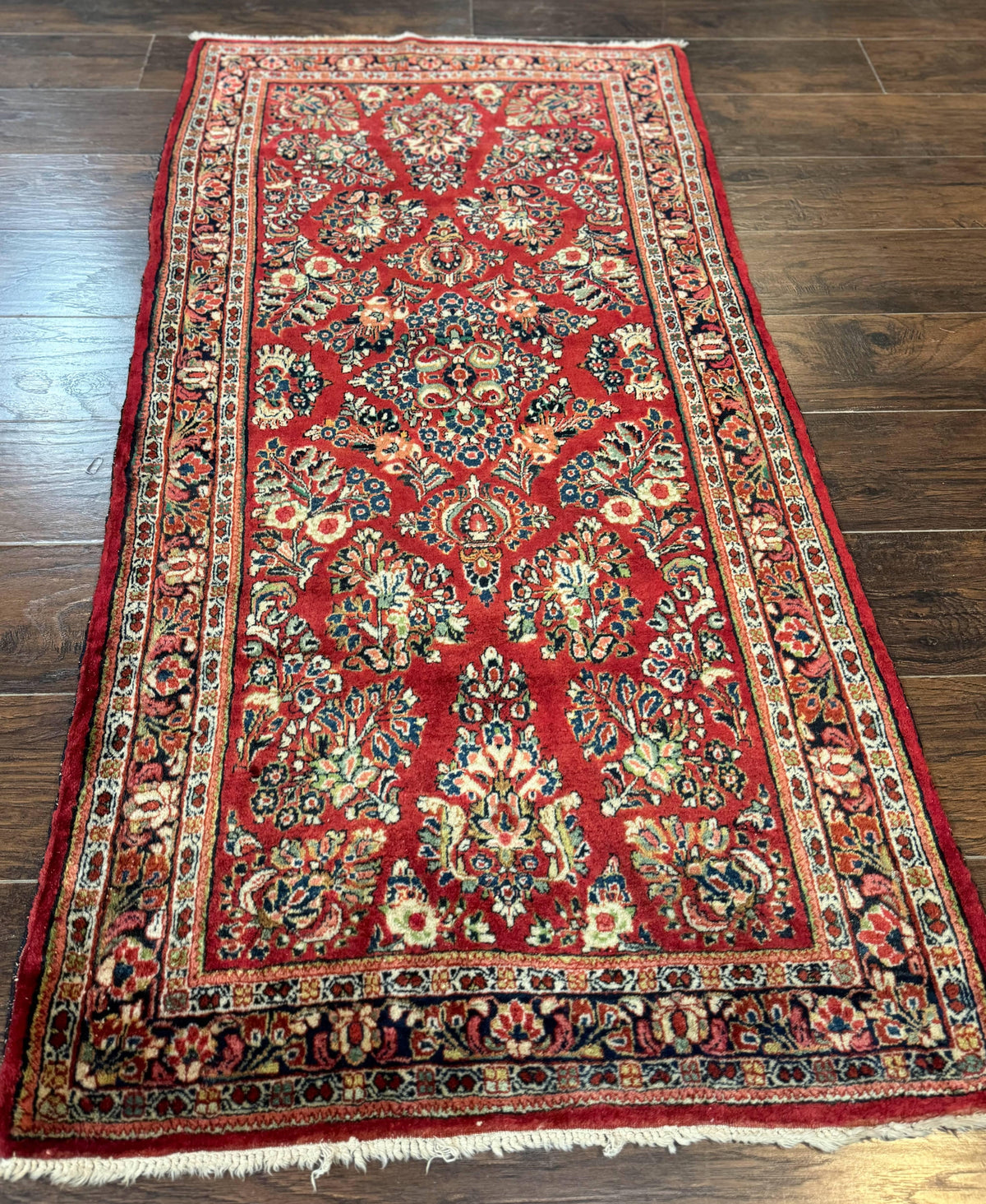Red Persian Sarouk Rug 3 x 5.8, Antique Wool Carpet, 210 KPSI - Jewel Rugs, view 2