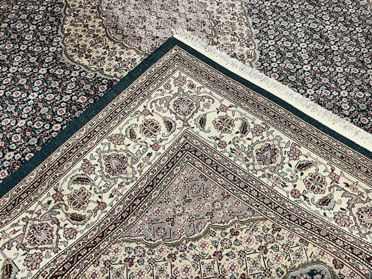 Sino Persian Rug 9x12, Dark Green and Ivory, Medallion, Mahi Herati, Elegant Oriental Carpet, Wool Hand Knotted Traditional Room Sized Rug - Jewel Rugs, view 10