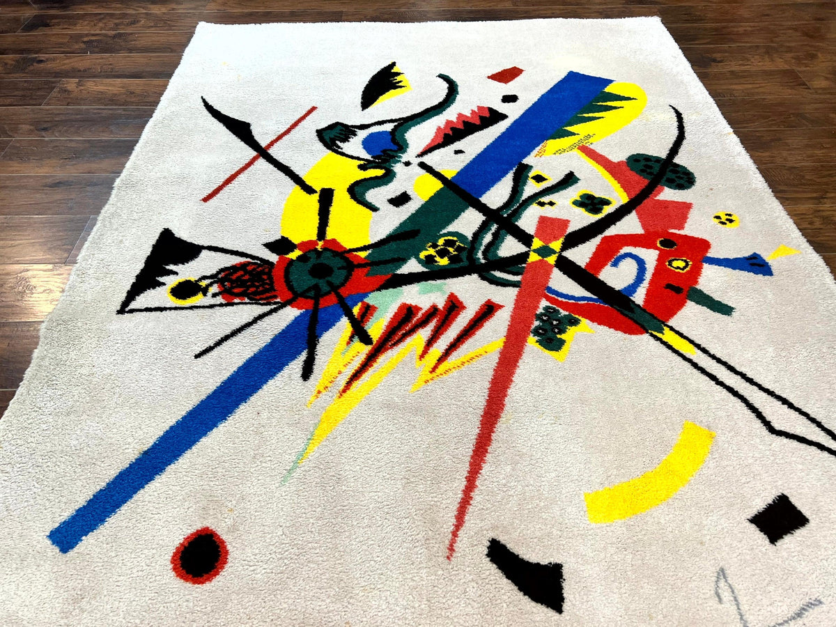 Danish Rya Shag Rug 6x9, EGE Axminster Carpet, Ivory, Modern Abstract Rug, Signed by Designer - Jewel Rugs, view 13