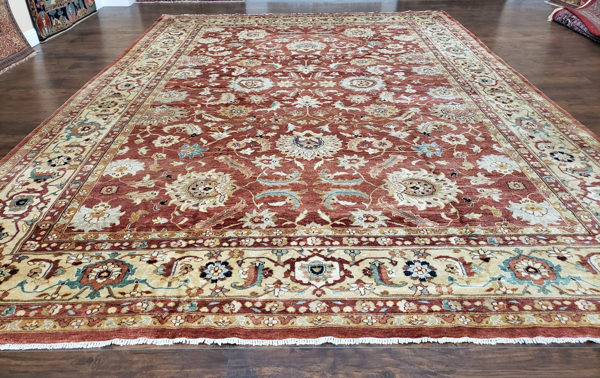 Safavieh Room Sized Rug 10x14, Wool Hand-Knotted Auburn Red & Light Gold Egyptian Mahal Oriental Carpet, 10 x 14 Large Living Room Rug - Jewel Rugs, view 2