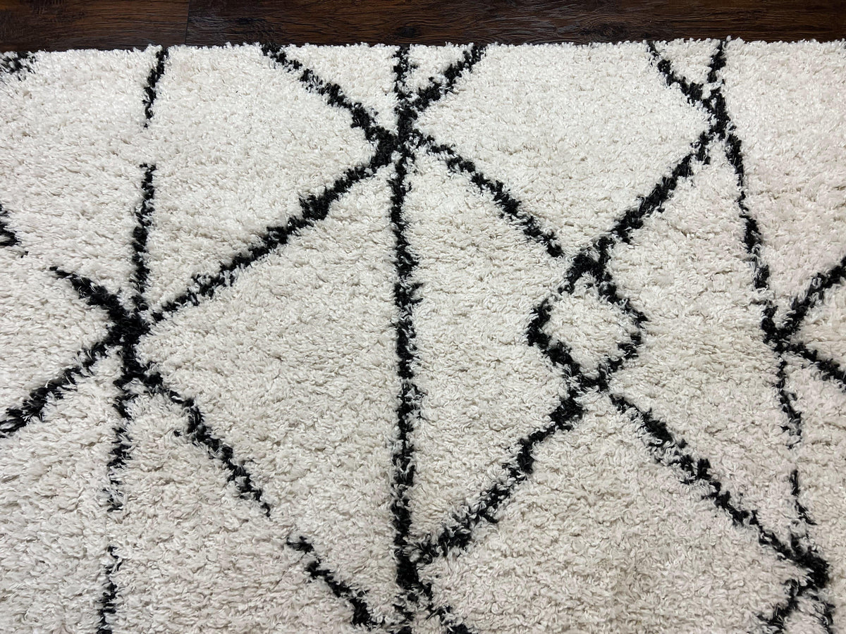 Modern Shag Rug 5x7, Ivory and Black Area Rug 5 x 7 ft - Jewel Rugs, view 4