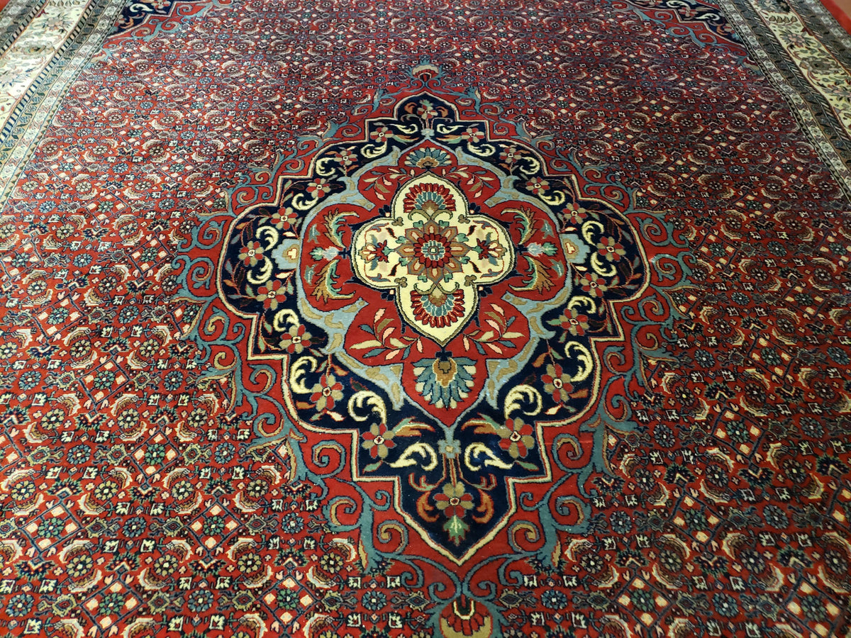Indian Rug 9x12 Red Indo Bidjar Rug 9x12 Vintage Rug Allover Pattern Medallion Rug Wool Rug Nice Persian Design - Jewel Rugs, view 2