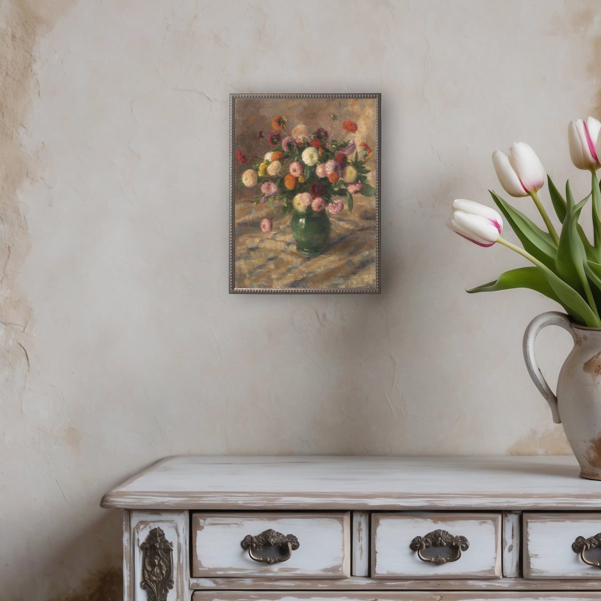 Vintage Floral Oil Reproduction - Antique Curiosities, view 3