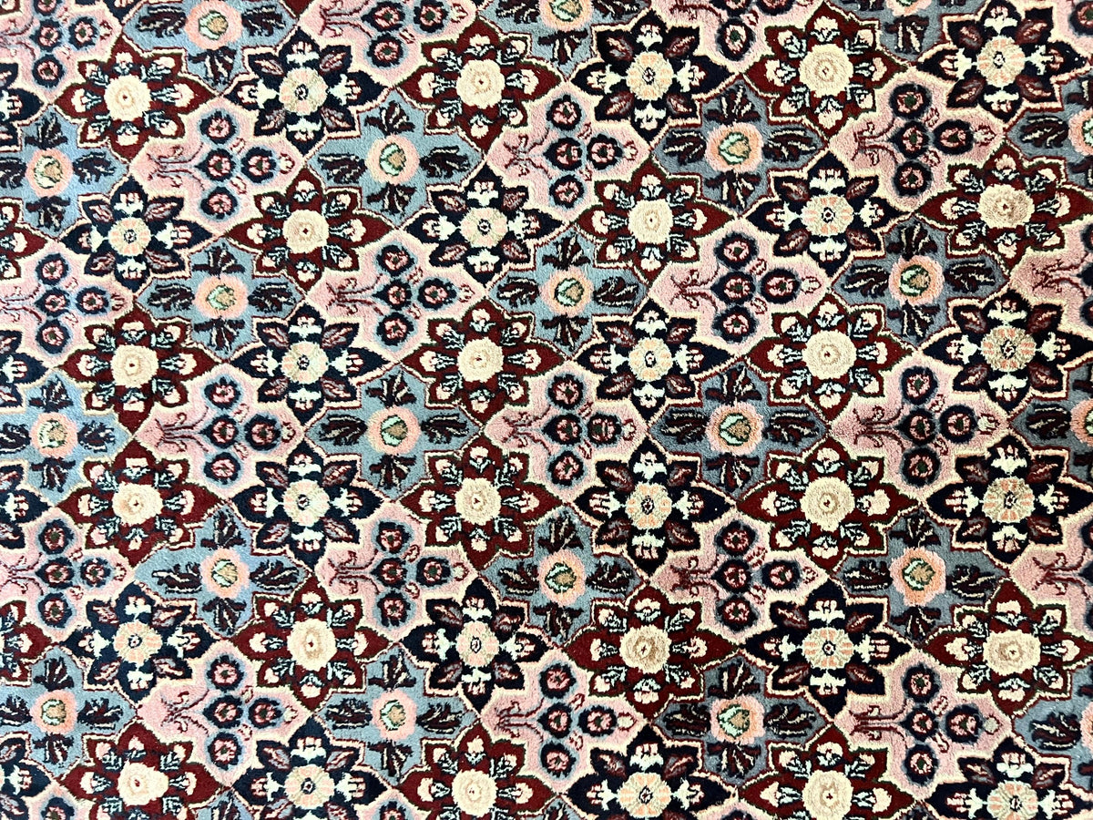 Indo Persian Rug 8x10, Repeated Allover Pattern, Navy Blue Ivory, Handmade Vintage Wool Carpet - Jewel Rugs, view 5