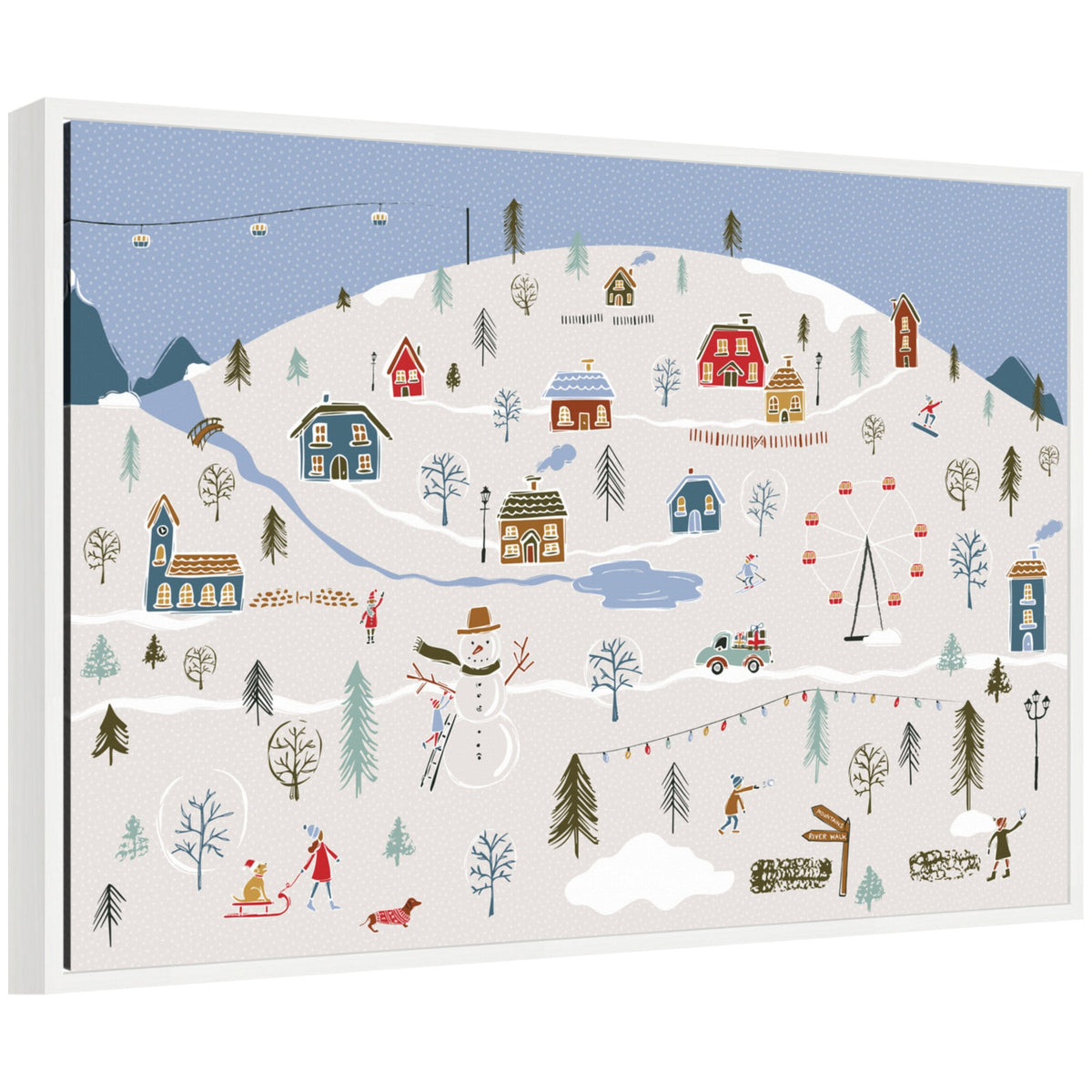 Sylvie Framed Canvas A Winter Village by Vicky Yorke