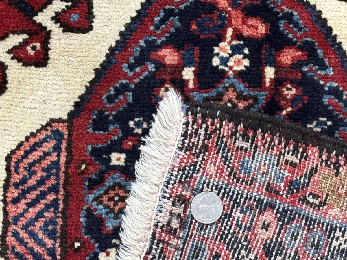 Persian Karajeh Rug 5x6, Antique Heriz Carpet, Geometric, Persian Tribal Rug, Brick Red Navy Blue - Jewel Rugs, view 11