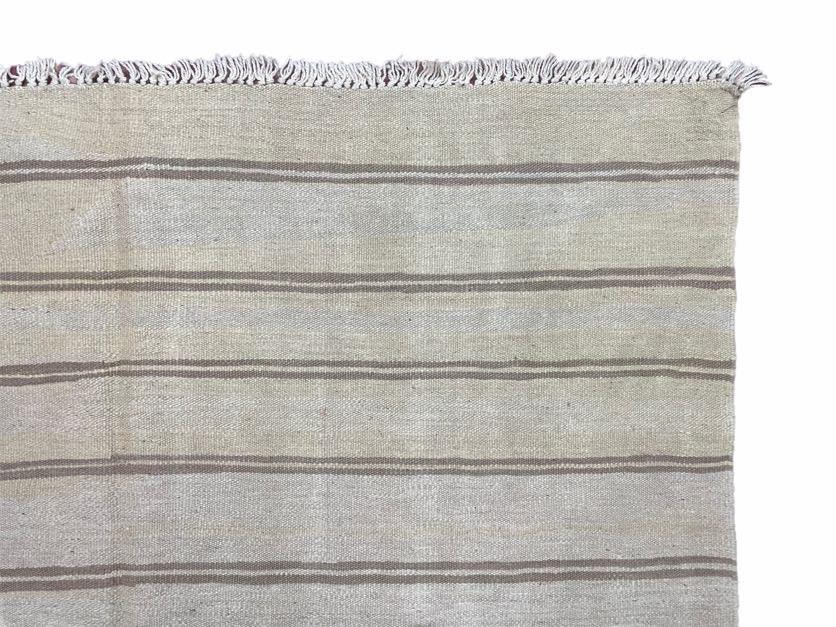 5x8 Turkish Kilim Rug, Flatweave Carpet, Striped Blanket, Southwestern Design, New, Gray, Wool, High Quality, Hand-Knotted - Jewel Rugs, view 8