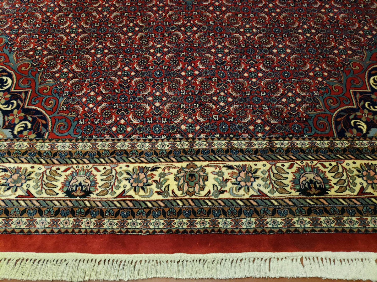 Indian Rug 9x12 Red Indo Bidjar Rug 9x12 Vintage Rug Allover Pattern Medallion Rug Wool Rug Nice Persian Design - Jewel Rugs, view 8