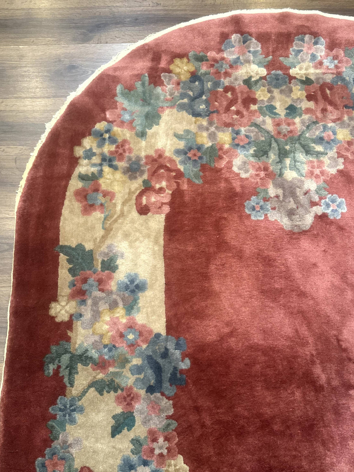 Oval Chinese Peking Rug 5x8, Pink, Floral, Vintage Chinese Wool Carpet - Jewel Rugs, view 6