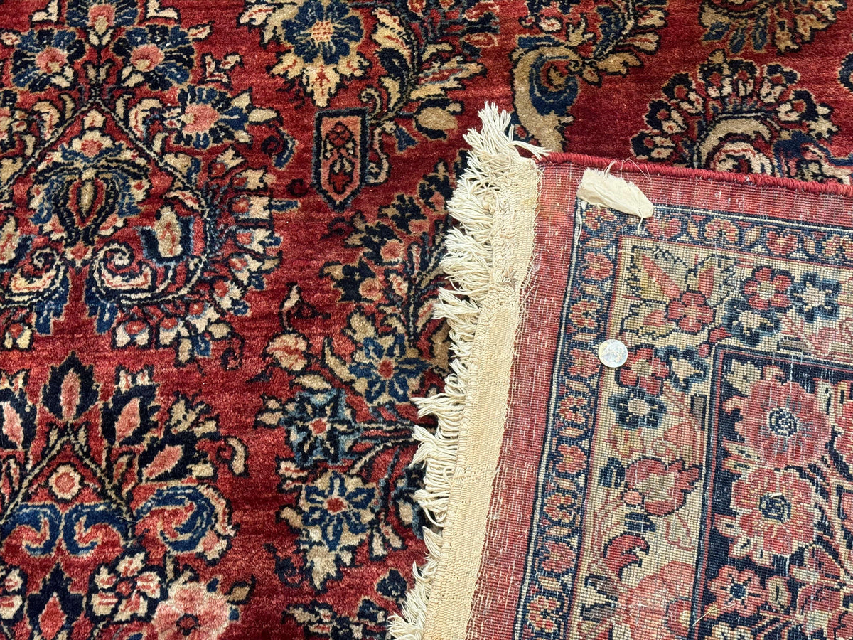 Large Persian Sarouk Rug 10x17, Palace Size Antique Persian Carpet, Red, Floral Allover, Traditional Persian Rug, Oversize Handmade Wool Rug - Jewel Rugs, view 10