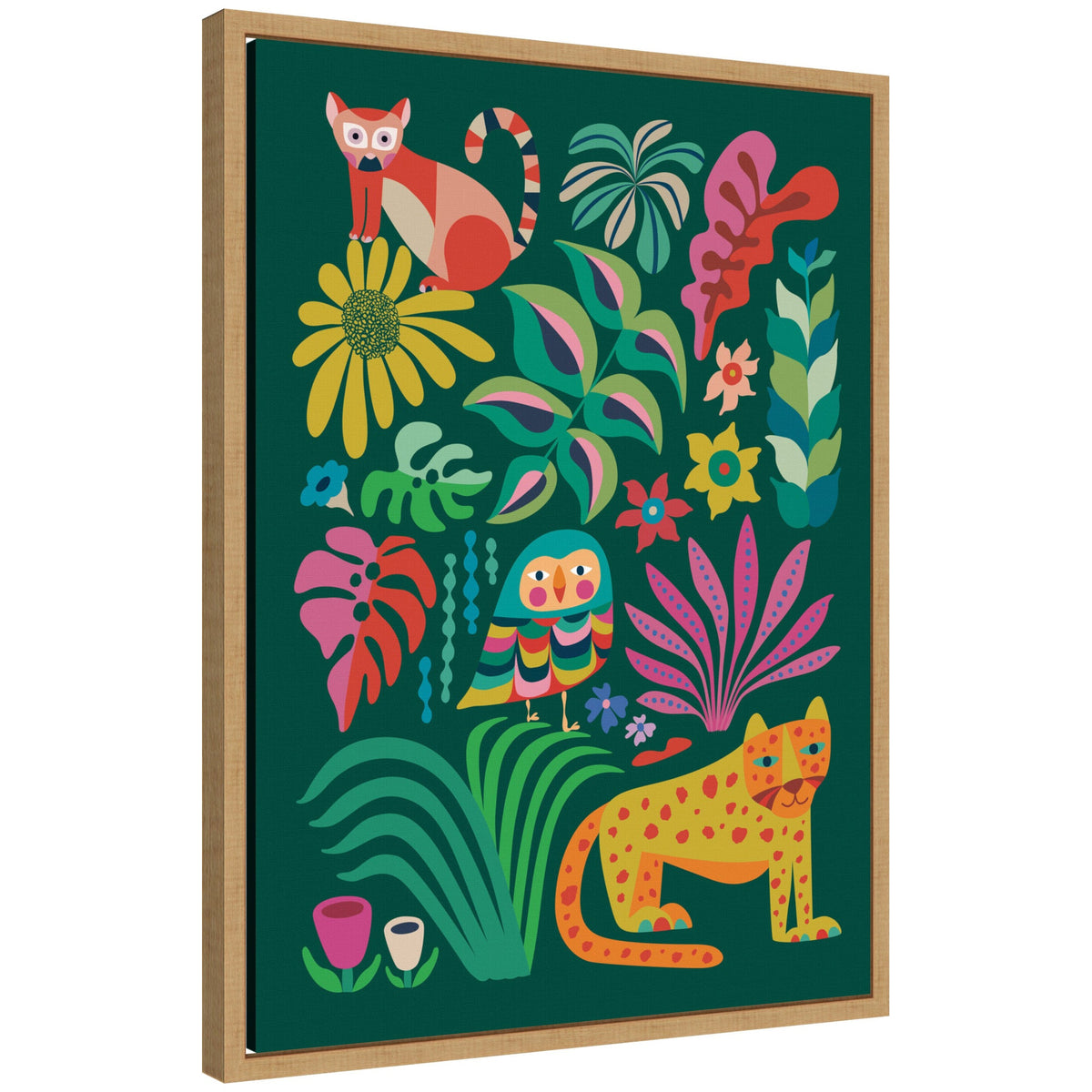 Jungle Animals by Rachel Lee Framed Canvas Wall Art Print