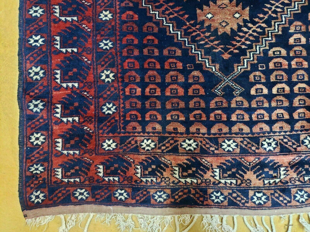 3' 4" X 5' 6" Vintage Handmade Pakistan Balouchi Balouch Tribal Wool Rug Nice - Jewel Rugs, view 8