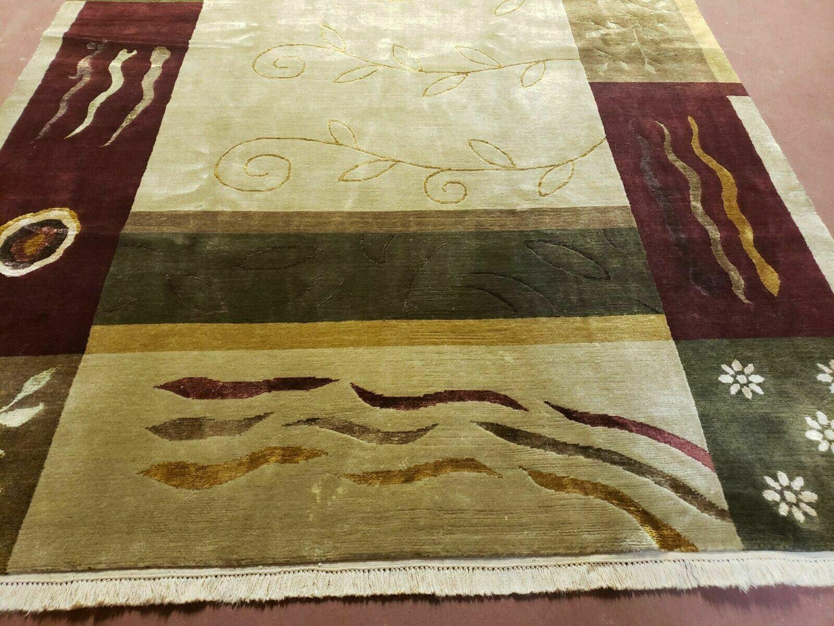 6' X 9' Modern Handmade Tibetan Nepal Wool & Silk Rug Decorative Abstract Gold - Jewel Rugs, view 5