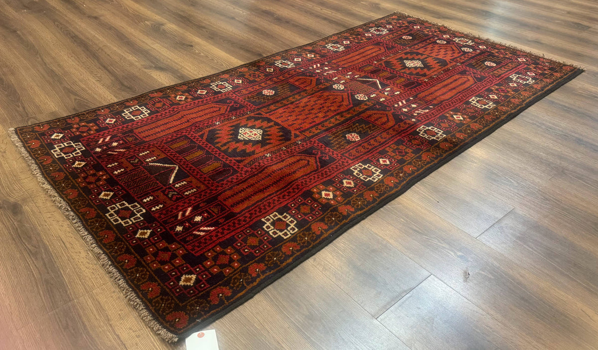 Afghan Rug 3x7, Balouch Carpet, Tribal Rug, Red, New - Jewel Rugs, view 3