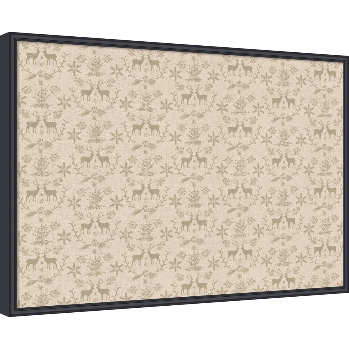 Framed Fabric Pinboard Reindeer Linen Printed Bulletin Board
