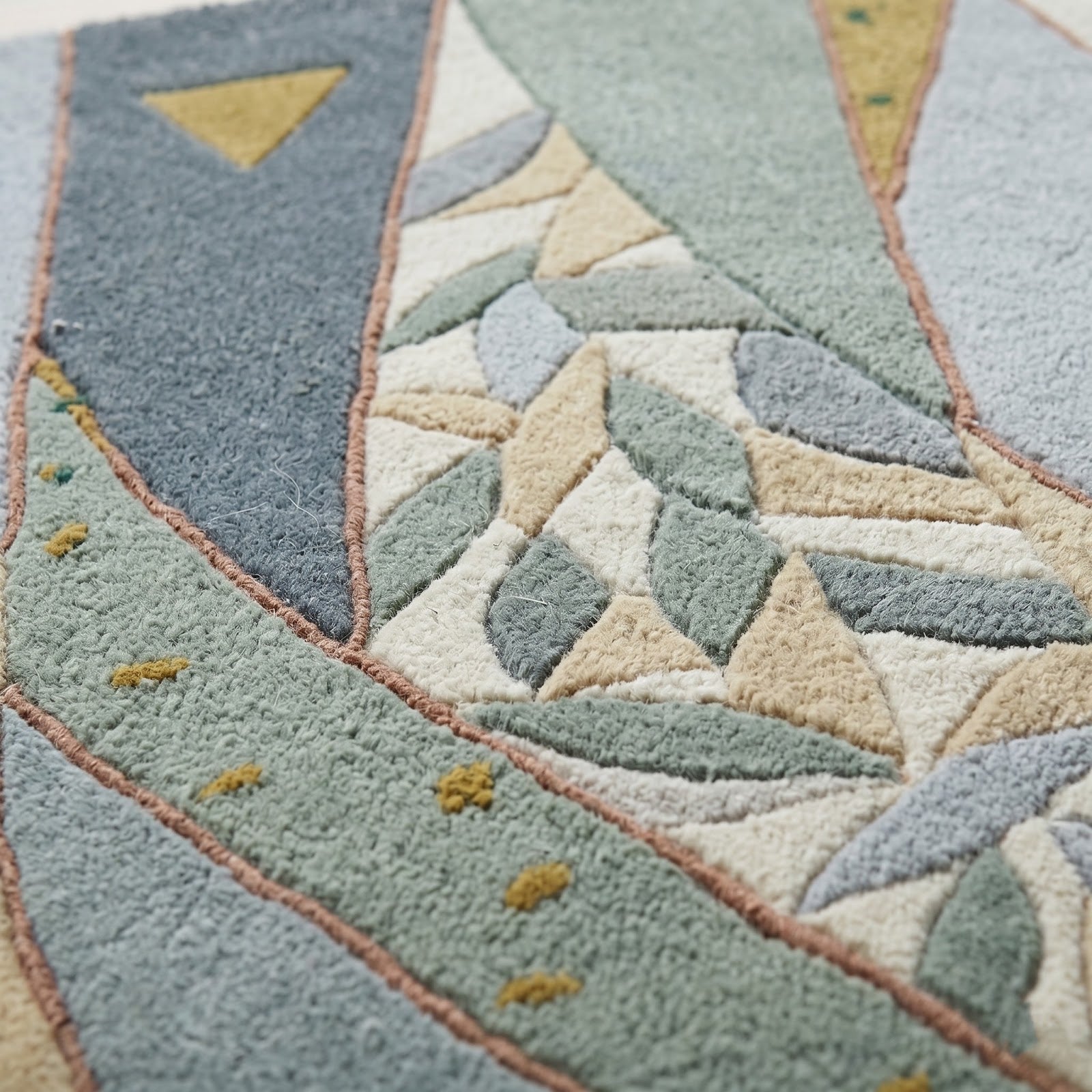 Modern Geometric Hand Tufted Wool Rug | Sage Green & Grey Abstract Contemporary Area Rug — 2x3 ft'