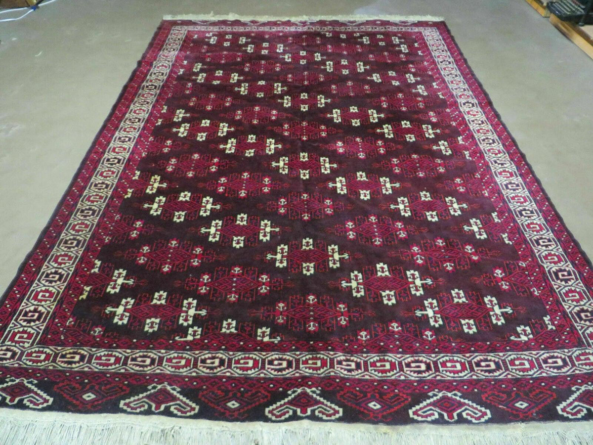 7' X 10' Antique Handmade Yamud Turkoman Wool Rug Excellent - Jewel Rugs, view 2