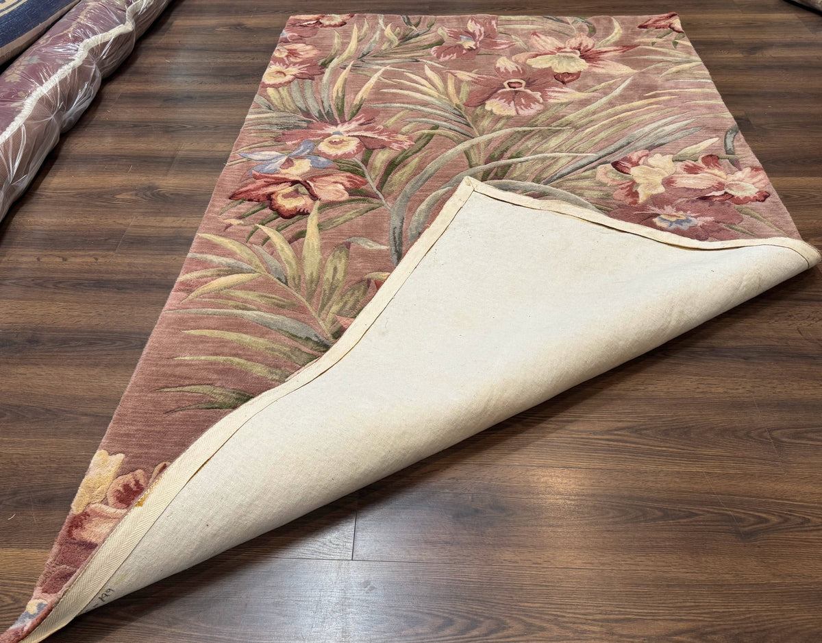 Hand Tufted Floral Rug 5x8, Light Rose Wool Carpet - Jewel Rugs, view 12