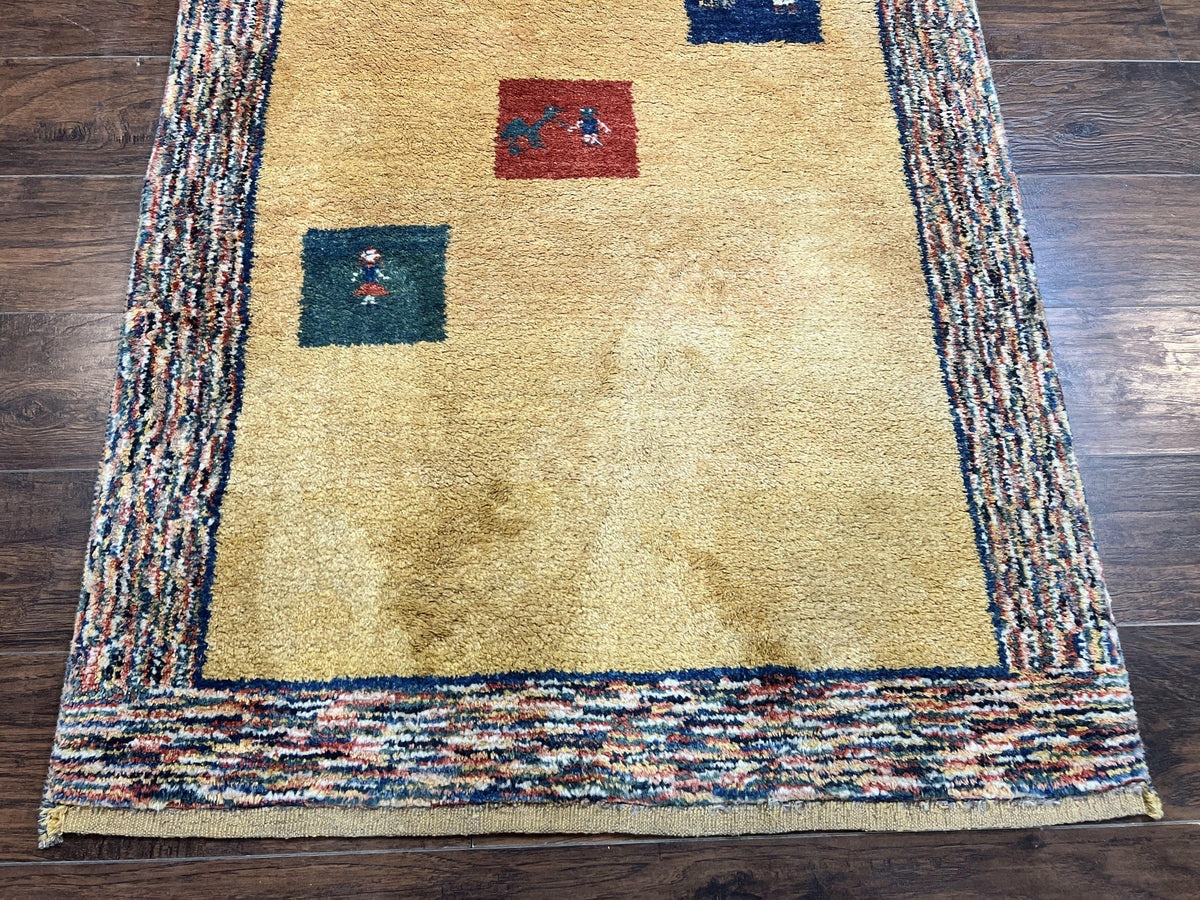 Indo Gabbeh Rug 3.7 x 5, Tribal Rug, Boho Rug, Wool Handmade Carpet - Jewel Rugs, view 6