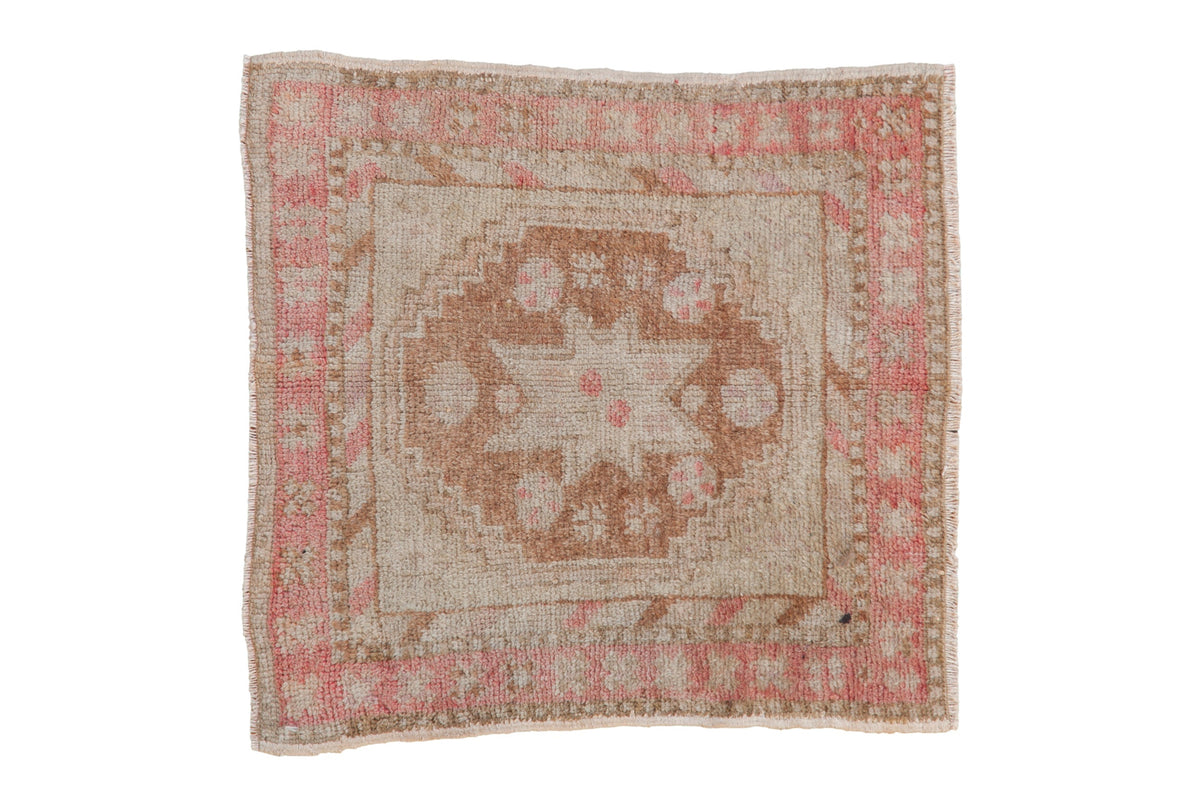 2x2 Vintage Distressed Oushak Square Rug Mat
