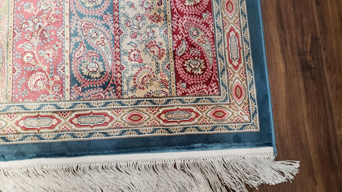 Paisley Pattern Silk Rug, Boteh Design, All Silk Accent Rug, Oriental Carpet, Very Detailed, 2' 8" x 4' 1", New, Bamboo Silk - Jewel Rugs, view 8