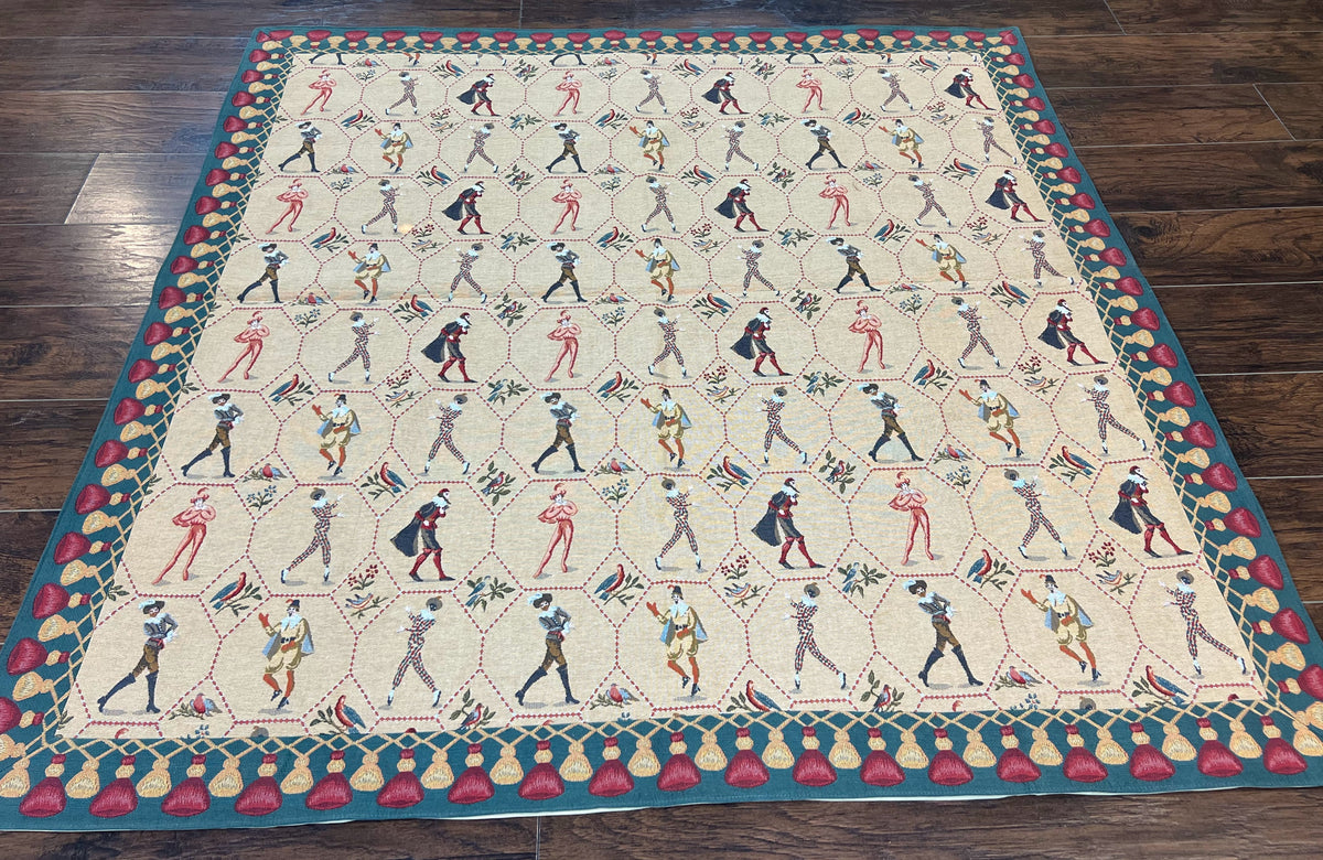 Square Tapestry 5x5, Wall Hanging, Human Pictorials, Court Jesters, Vintage - Jewel Rugs, view 2
