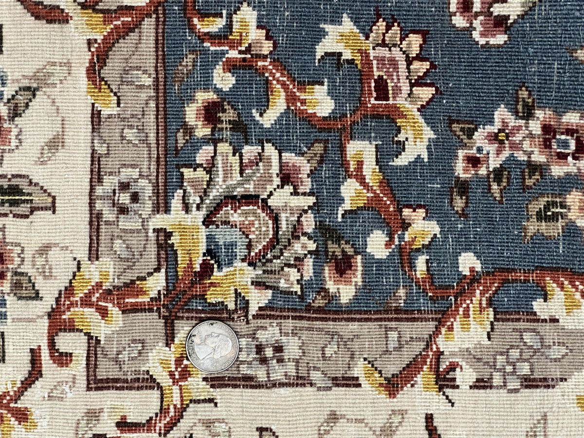 Sino Persian Rug 4x6, Very Fine Oriental Carpet, Handmade Rug 4 x 6, Floral Allover Vintage Traditional Wool & Silk Highlights, 200 KPSI - Jewel Rugs, view 10