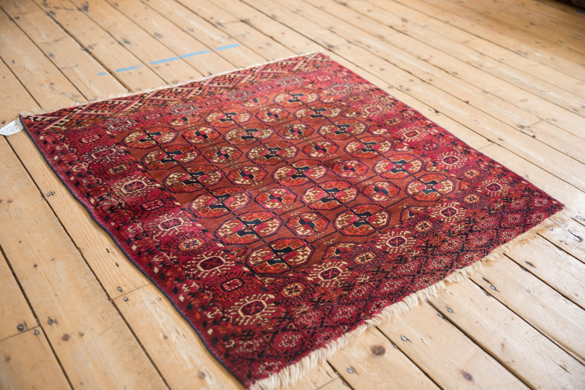 3.5x4 Antique Turkmen Square Rug