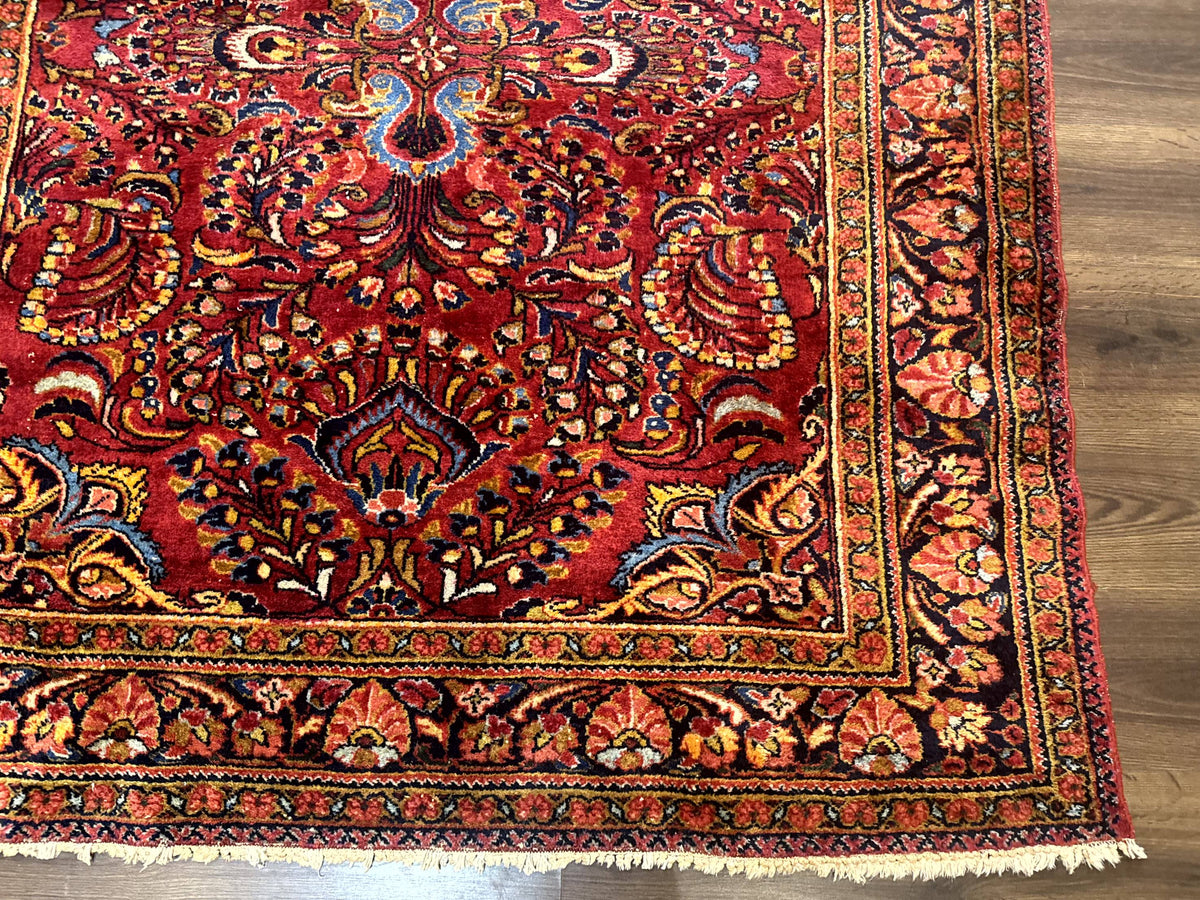 Persian Lilihan Rug 5x6, Red, Floral, Antique Persian Carpet - Jewel Rugs, view 10