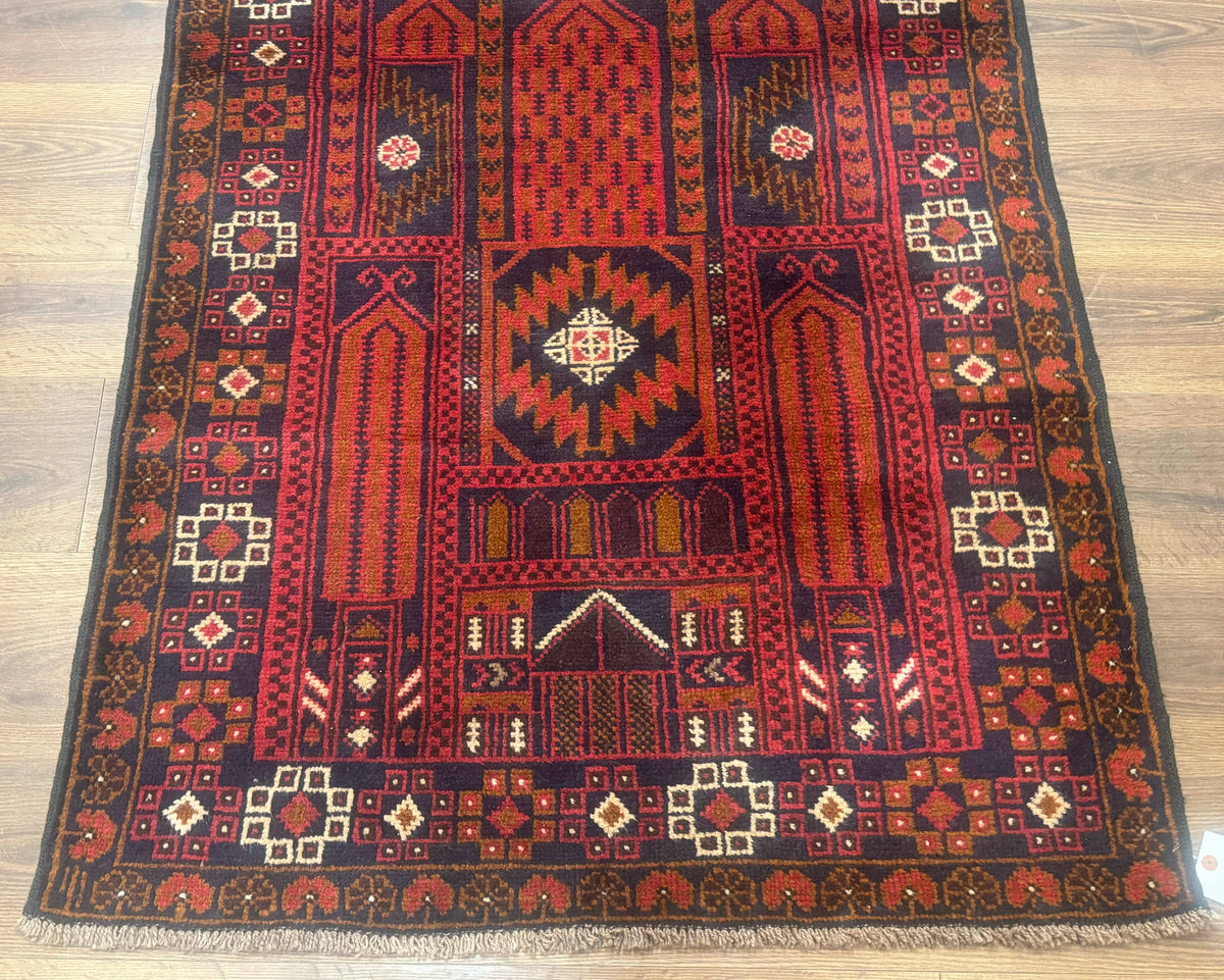 Afghan Rug 3x7, Balouch Carpet, Tribal Rug, Red, New - Jewel Rugs, view 6