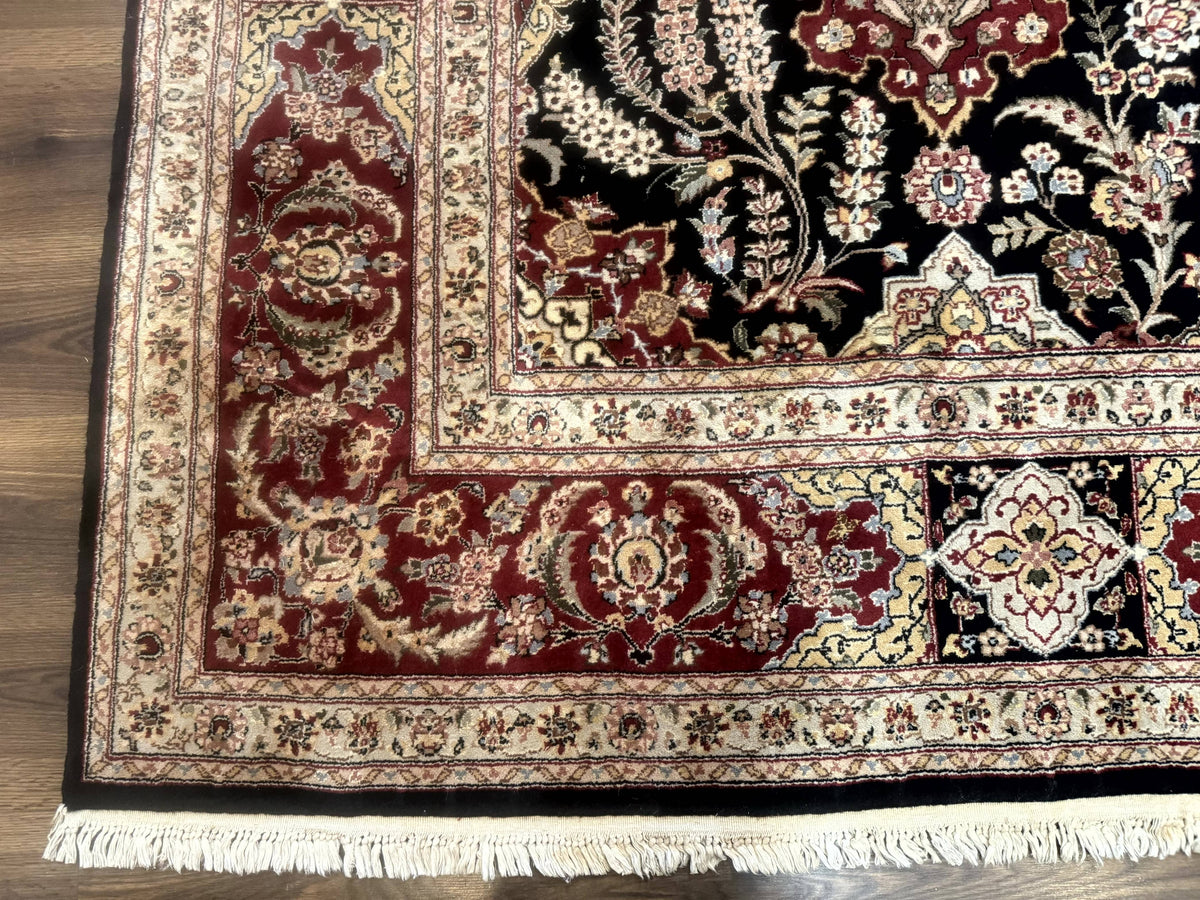 Sino Persian Rug 9x12, Black & Maroon, Wool and Silk, Allover Pattern - Jewel Rugs, view 8