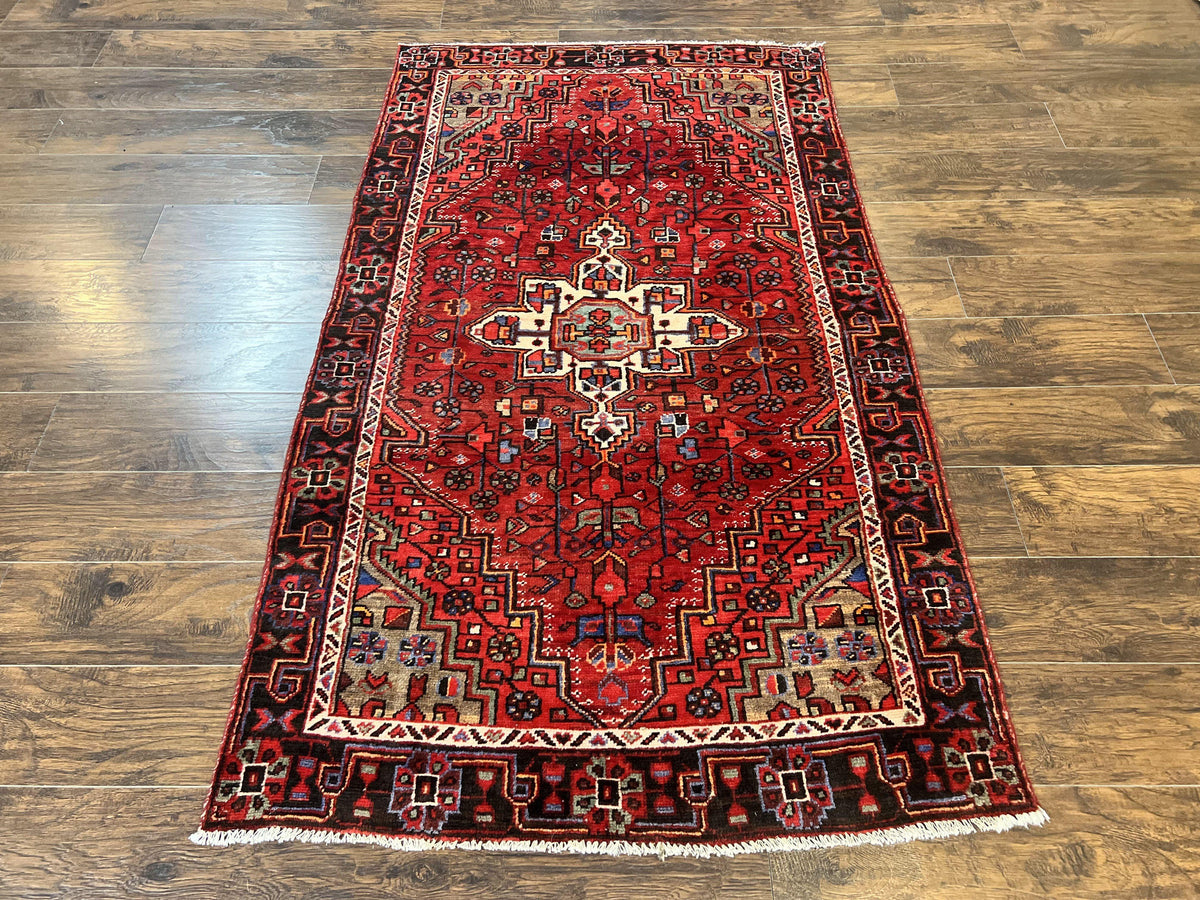 Antique Persian Tribal Rug 4x7, Red, Geometric Medallion, Handmade, Wool, Persian Zanjan Rug - Jewel Rugs, view 2