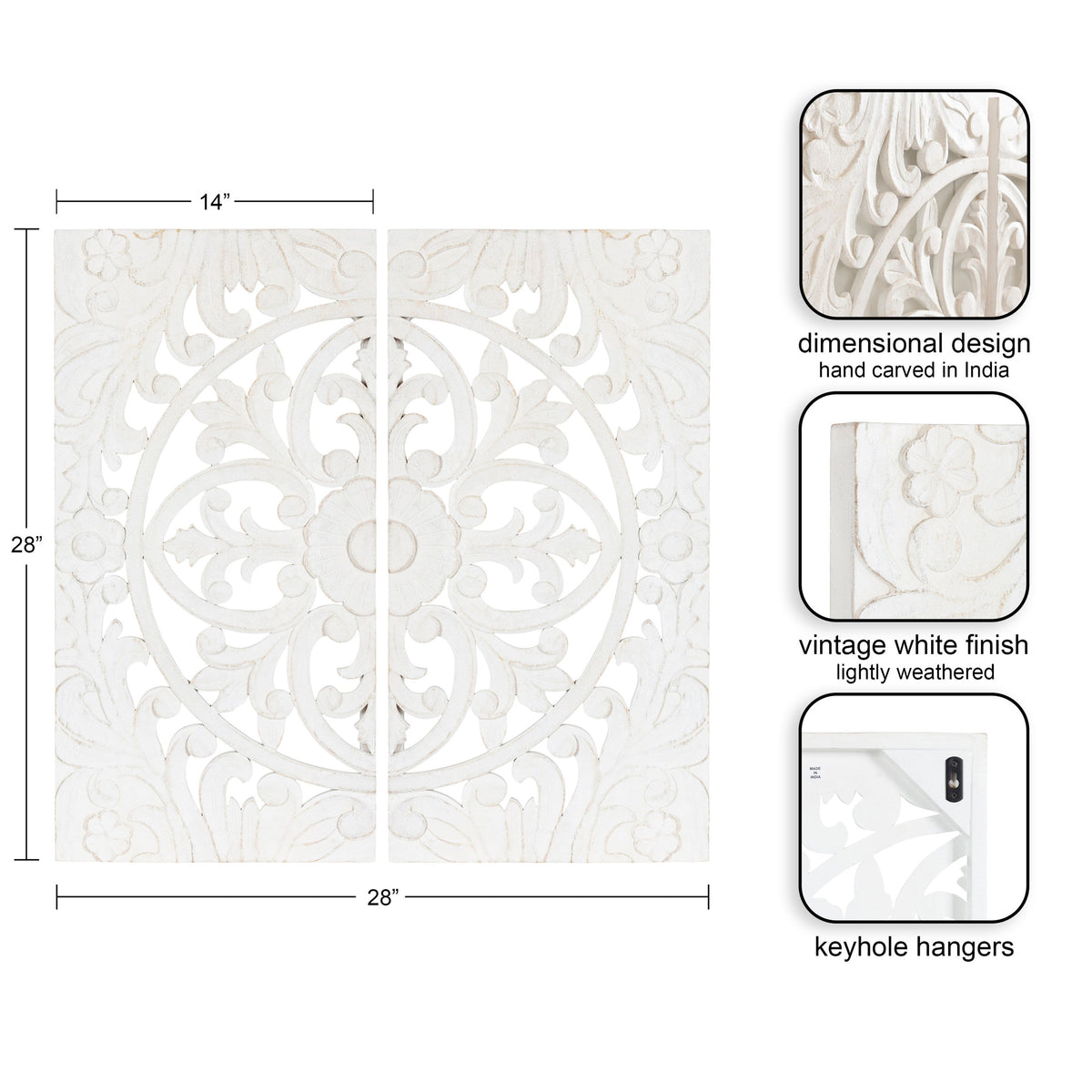 Saanvi Carved Wood Wall Art Set