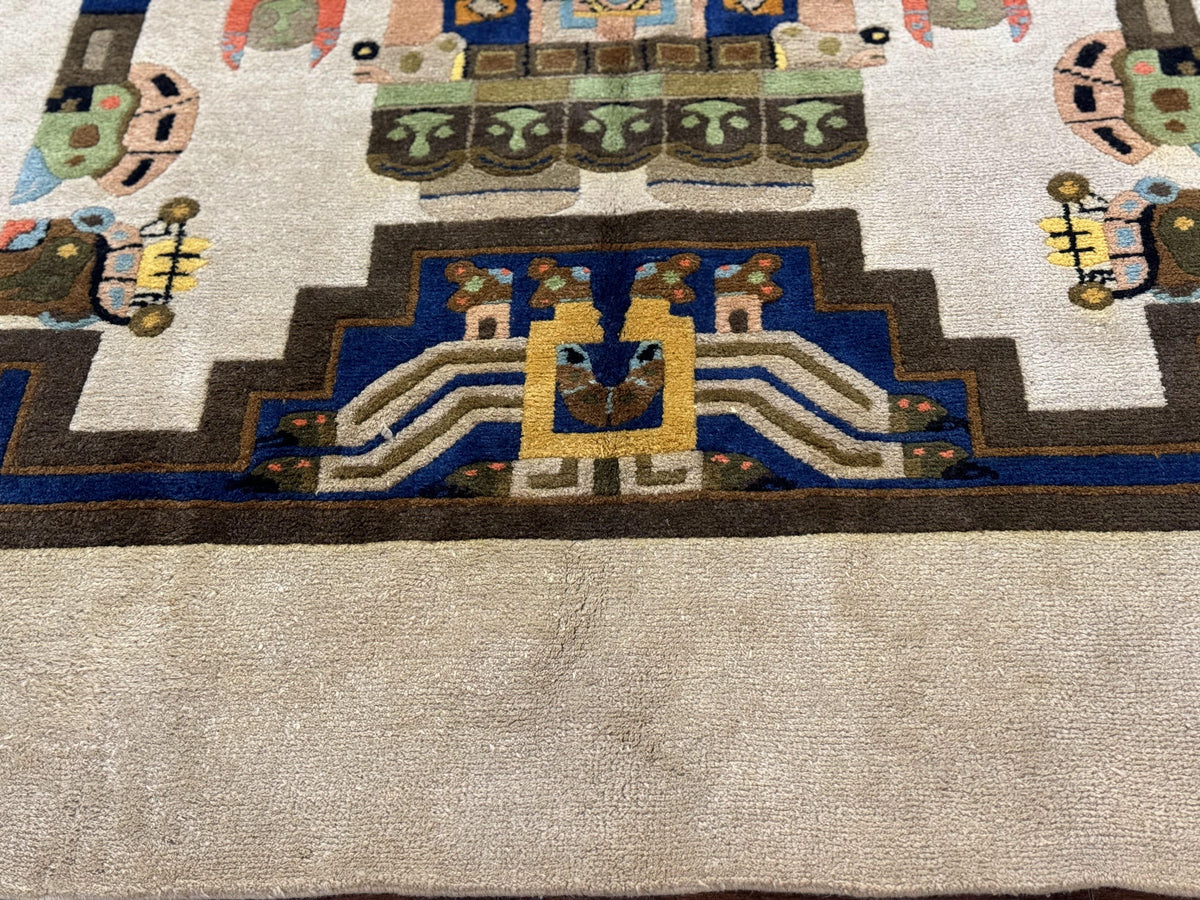 South American Rug 6x7, Unique Native American Design, Ivory, Ecuador Rug, Handmade Wool - Jewel Rugs, view 6