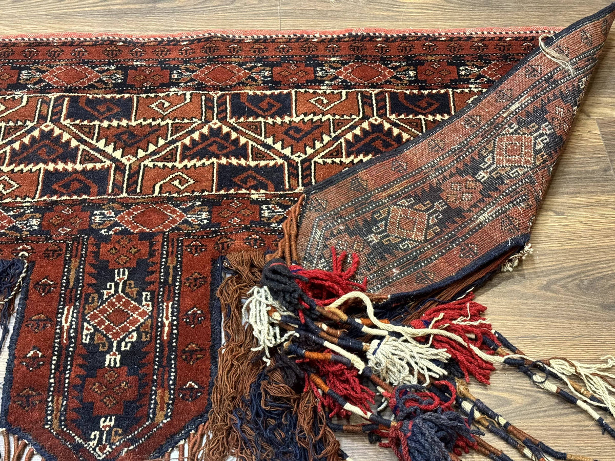 Antique Afghan Beshir Tent Header Textile Rug, Tribal Collectible, Wool - Jewel Rugs, view 11