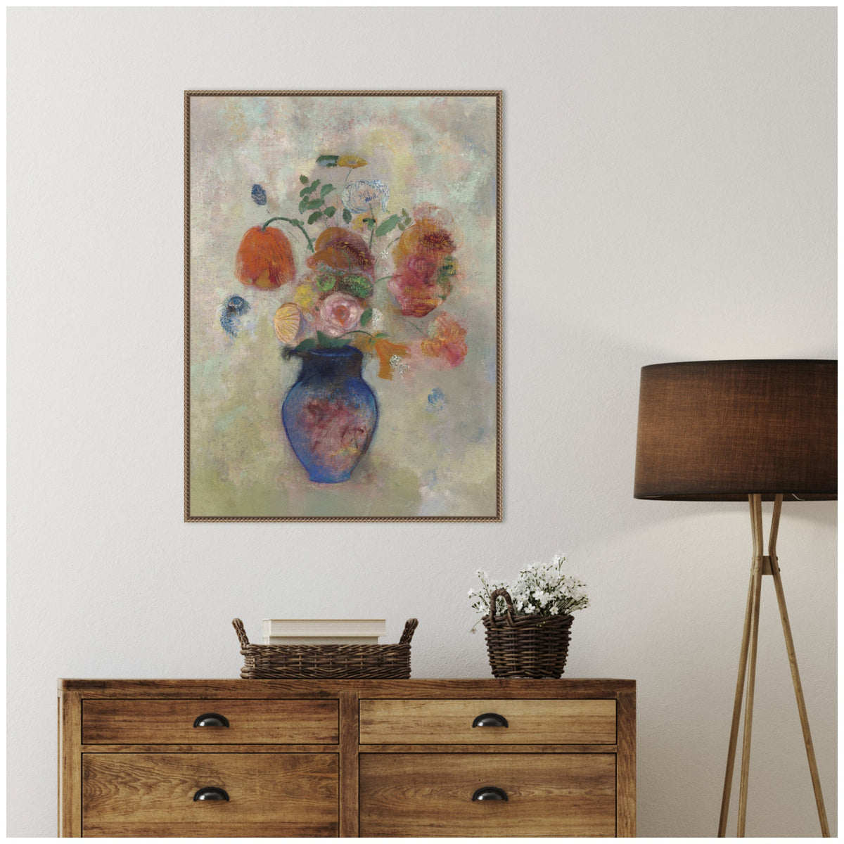 Large Vase with Flowers 1912 Odilion Redon by Nostalgia Prints Framed Canvas Wall Art Print