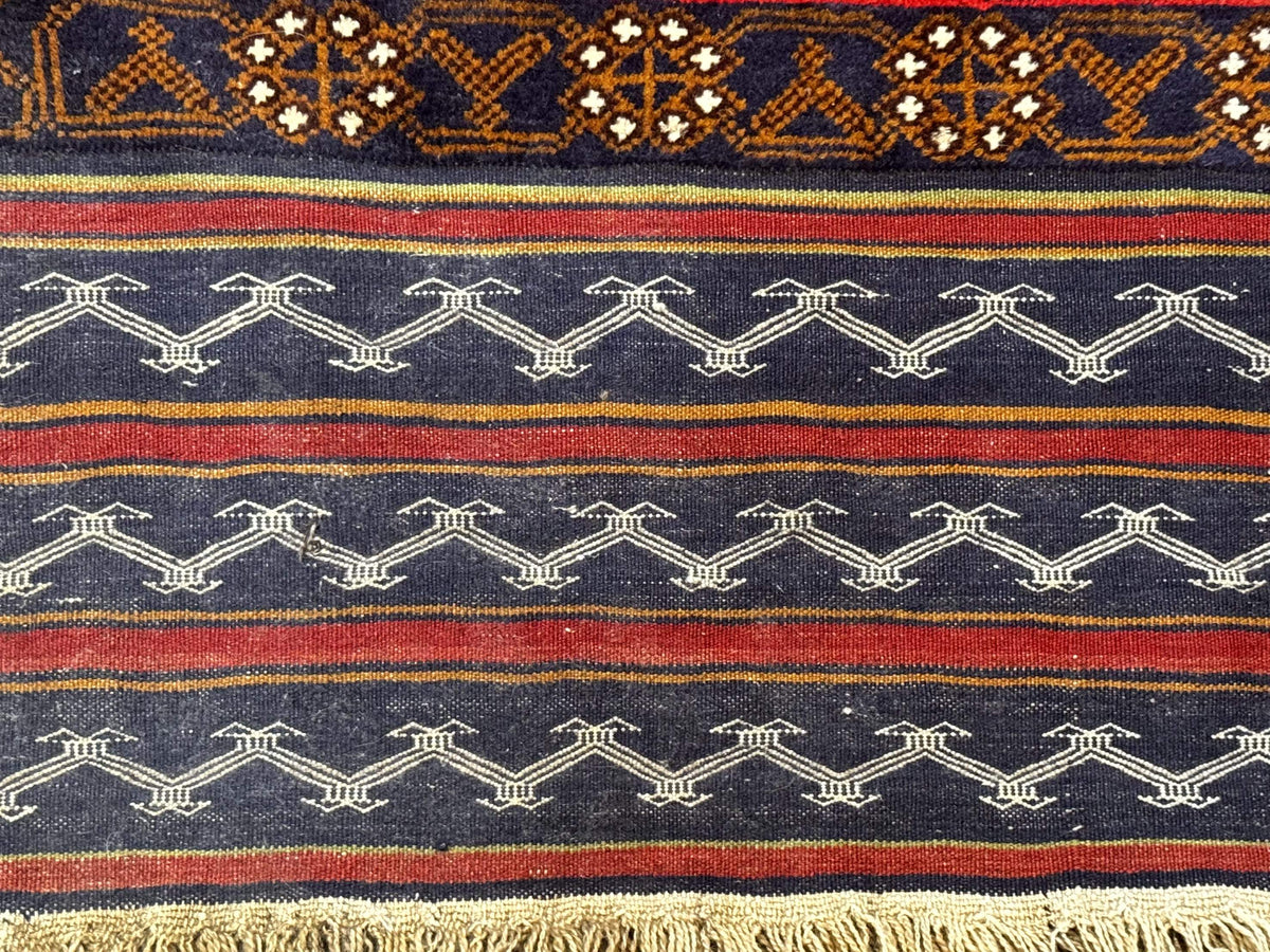 Afghan Rug 3x5, Tribal, Navy Blue, Wool, Handmade, Geometric, Rustic - Jewel Rugs, view 8