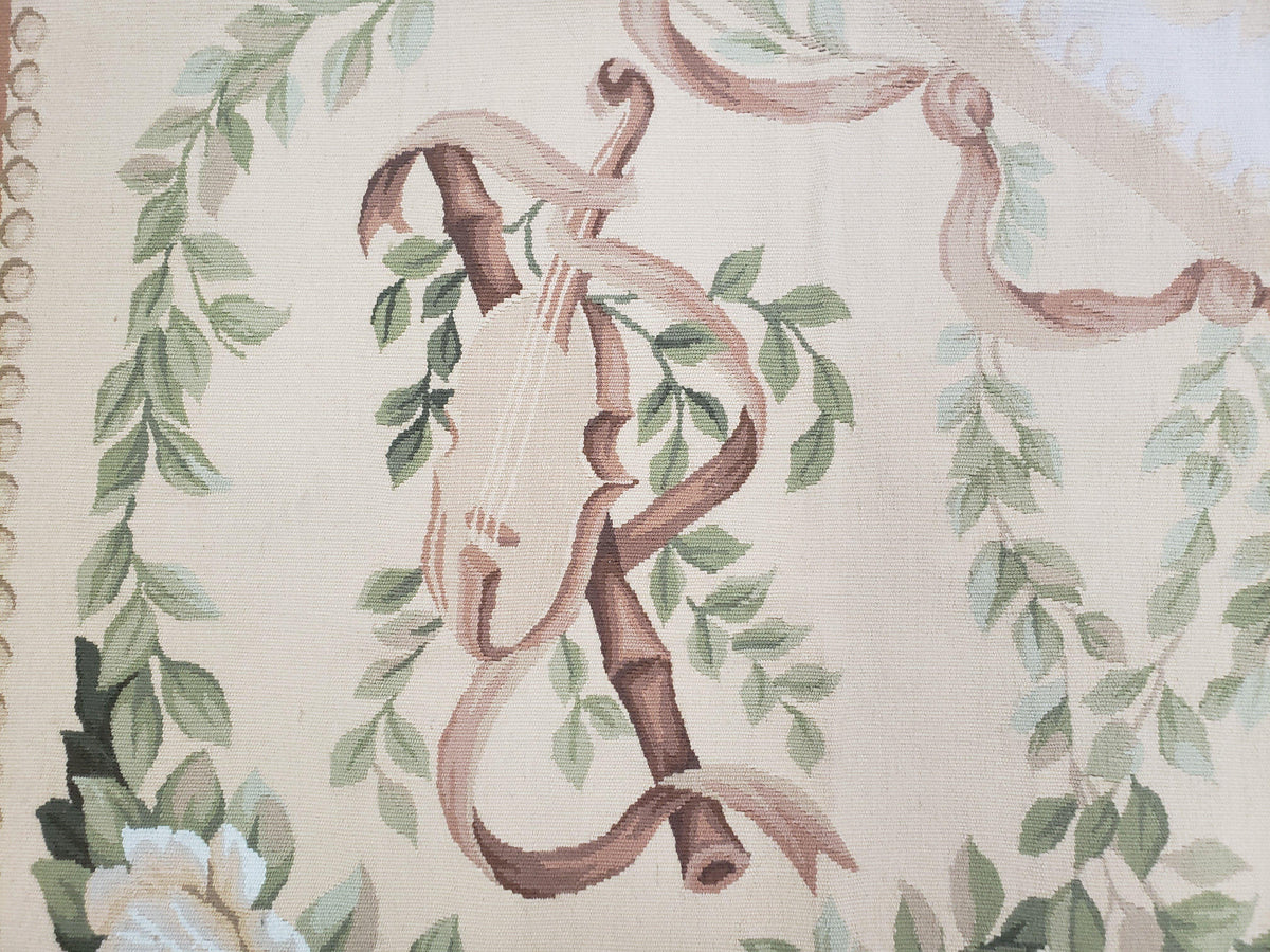 Elegant Aubusson Rug 10 x 14, Cream and Ivory Simple Aubusson Floral Carpet, Hand-Woven, European, New Aubusson Rug, Wool Area Rug, Violins - Jewel Rugs, view 5