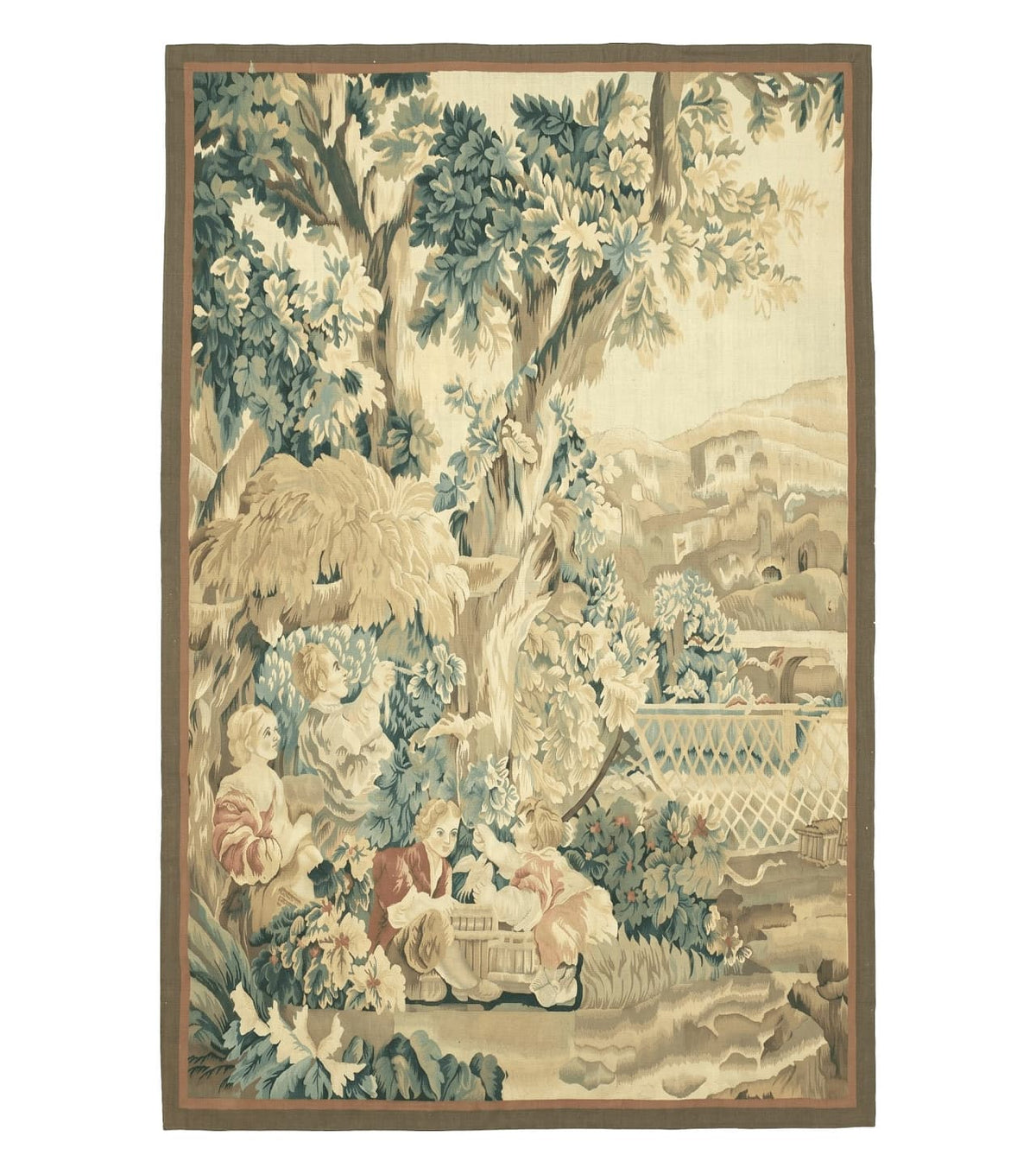4' X 6' Tapestry French Design Handmade Aubusson Weave Nature One Of A Kind - Jewel Rugs