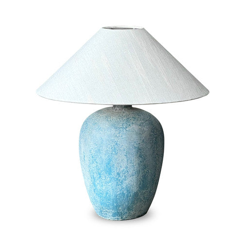 Approx.24" H Table Lamp Distressed Aqua Blue with Linen Shade image 2
