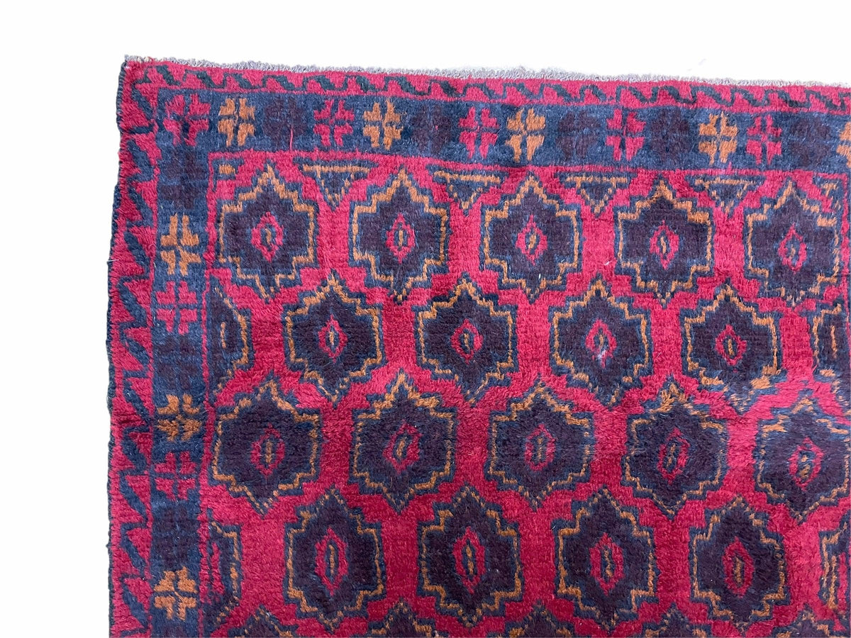 2' 10" X 4'7" Vintage Handmade Tribal Wool Rug Balouchi Rug Afghan Rug Red Blue - Jewel Rugs, view 7