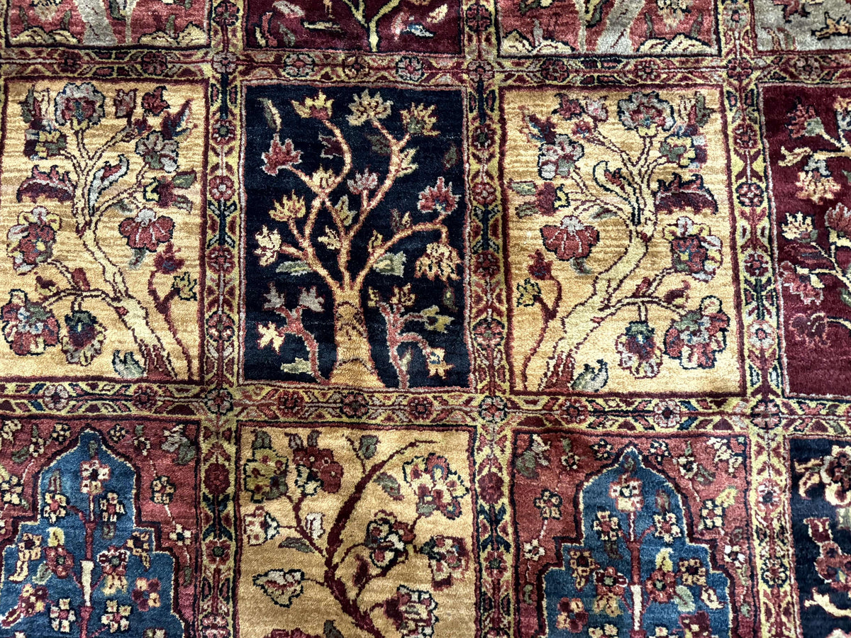 Indo Persian Rug 9x12, Bakhtiari Panel Design, Multicolor, Soft Wool Pile - Jewel Rugs, view 5