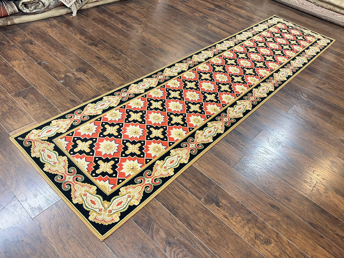Vintage Runner Rug 3.5 x 14, Long Runner Rug, Stark Custom Made Carpet, European Design, Red Black Ivory Tan, Long Rug for Hallway - Jewel Rugs, view 3