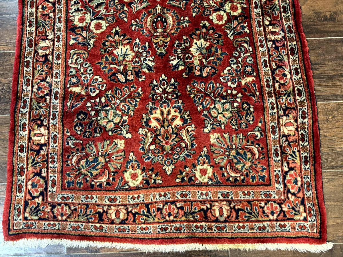 Red Persian Sarouk Rug 3 x 5.8, Antique Wool Carpet, 210 KPSI - Jewel Rugs, view 6