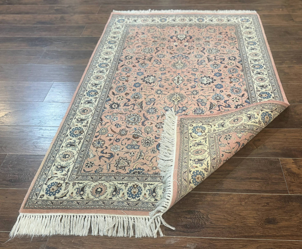Pak Persian Rug 4x6, Pink and Cream, Very Fine 225 KPSI, Handmade Wool Oriental Carpet - Jewel Rugs, view 13