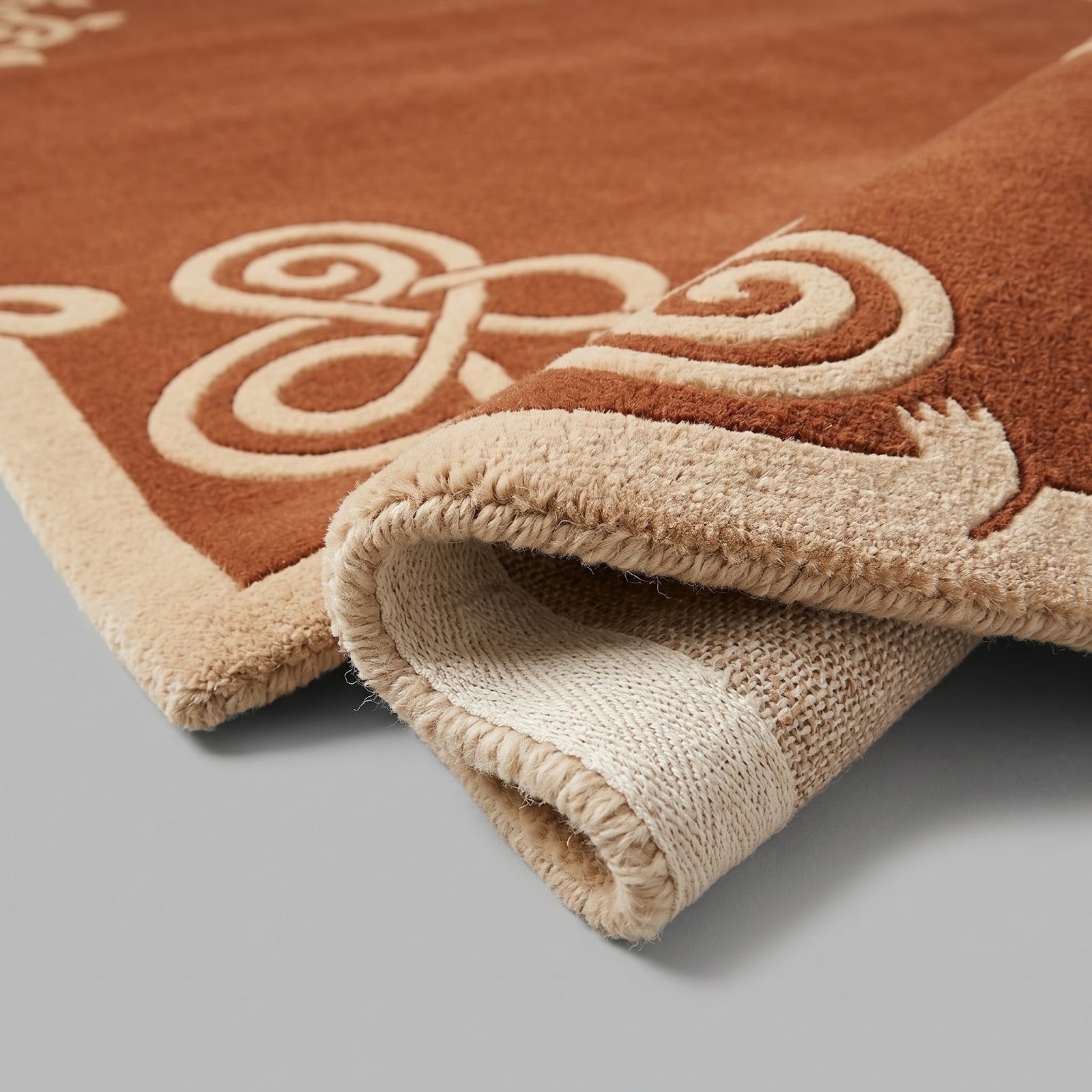 Terracotta Celtic Knot Hand Tufted Wool Rug | Irish Inspired Ornamental Area Rug — 2x3 ft'